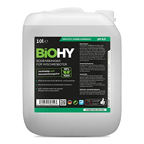 BiOHY Bodenreiniger für Wischroboter (10 Liter Kanister) - Bodenreiniger für Wischroboter, schaumarm und schnelltrocknend. Ideal für alle wasserbeständigen Böden, reinigt nachhaltig ohne Schichtenaufbau.