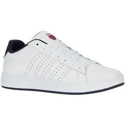 K-Swiss Court Base II White/Navy/Red Größe EU 41 - Sneaker mit klassischem 5-Streifen Design, aus hochwertigem Leder und Gummi-Sohle für optimalen Komfort und zeitlosen Streetstyle.