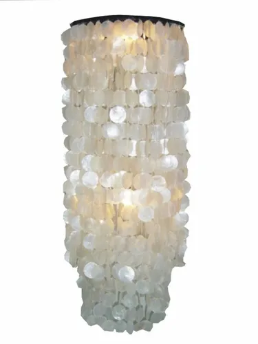 Deckenlampe / Deckenleuchte, Muschelleuchte aus hunderten Capiz, Perlmutt Plät