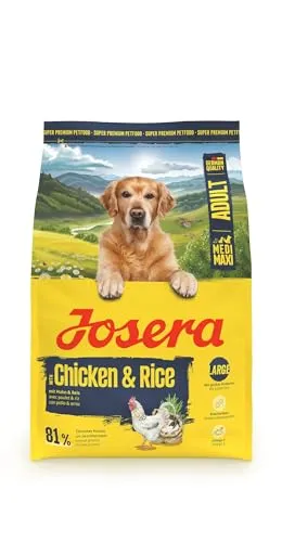 JOSERA Adult Large Huhn & Reis (1 x 3 kg) | Premium Trockenfutter für ausgewachsene Hunde großer Rassen | mit Lachsöl | glutenfrei | wertvolle Fettsäuren | XL-Kroketten gegen Schlingen | 1er Pack