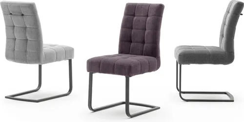 Freischwinger "Salta" 2er-Set - Dunkelgrau mit Aqua Clean Bezug - Stühle mit hochwertigem Taschenfederkern für optimalen Sitzkomfort, ideal für Esszimmer und stilvolle Akzente in Ihrem Zuhause.