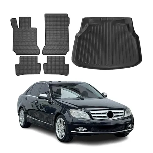 OMAC Kofferraumwanne Set für Mercedes C Klasse W204 2007-2015 - Fahrzeugspezifische Gummimatten, wasserdicht und rutschfest für maximalen Schutz und einfache Reinigung. Ideal für einen gepflegten Innenraum.