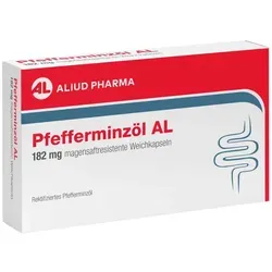 Pfefferminzöl AL 182 mg - Magensaftresistente Weichkapseln - Arzneimittel zur Linderung von Blähungen, Bauchschmerzen und krampfartigen Beschwerden, besonders bei Reizdarm-Syndrom. Wirksam dank konzentriertem Pfefferminzöl, laktose-, gluten- und zuckerfrei.