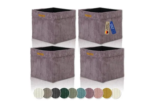 Lycce Regalkorb Kallax Boxen Cord 4er Set altrosa - Regalkörbe aus hochwertigem Cordstoff, faltbar und ideal für Ikea Kallax Regale. Praktisches 4er Set, waschbare Bezüge und platzsparend – für Ordnung und Stil in jedem Raum.
