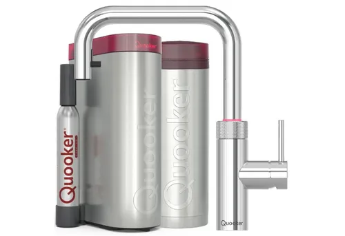 QUOOKER Küchenarmatur Flex Square PRO3 & CUBE mit CUBE Filter Starter Set - Elegante Küchenarmatur in verchromt glänzend, inkl. CUBE Filter Starter Set für sauberes Wasser. 7 Jahre Garantie für langlebige Qualität.