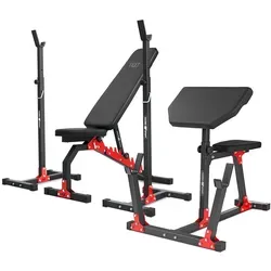 Marbo Sport Set MH9: Beidseitig verstellbare Hantelbank & Curl Pult - Stationen & Hantelbänke - Komplettset mit verstellbarer Hantelbank, Scott-Bank und höhenverstellbaren Hantelständern für vielseitiges und effektives Training.