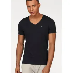 Tommy Jeans Herren T-Shirt Kurzarm TJM Original V-Ausschnitt, Schwarz (Tommy Black) - T-Shirts für Herren, lässiges Basic mit angenehmem Baumwoll-Stretch-Komfort, ideal für Lounge-Look oder als Unterhemd.