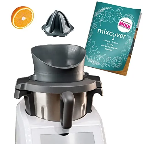 Mixcover Saftpresse für Monsieur Cuisine Smart - Entsafter Zubehör für die Monsieur Cuisine Smart, 70% schnelleres Saftpressen mit zwei Presskegeln für alle Zitrusfrüchte und digitales Kochbuch für kreative Rezepte.