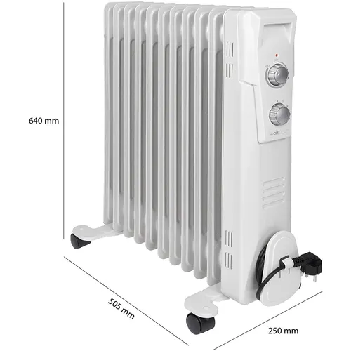 Clatronic RA 3737 Ölradiator - Mobiler Heizkörper mit 11 Rippen, leistungsstark bis 2300 Watt, 3 Heizstufen und sicherem Überhitzungsschutz für wohlige Wärme überall