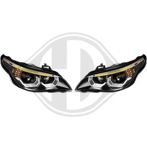 Scheinwerfer Satz für BMW 5 (E60) 1224380 - Frontscheinwerfer für BMW 5 (E60), Halogenlampen, E-Typ-geprüft, ideal für optimale Sicht und Sicherheit im Straßenverkehr.