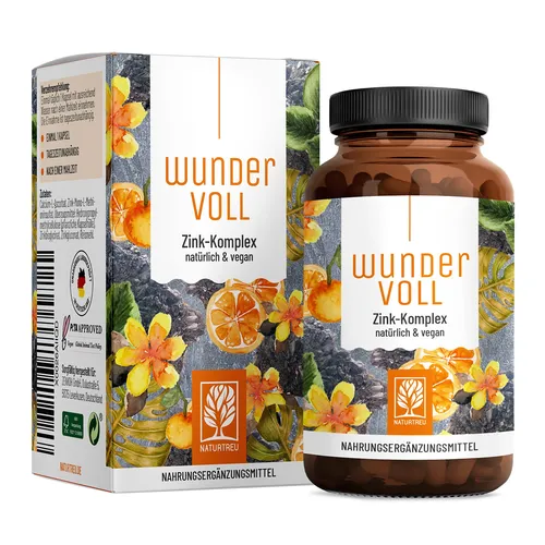 Zink Komplex Vitamin C 3 Fach hochdosiert 90 Tage Vorrat Wundervoll NATURTREU®