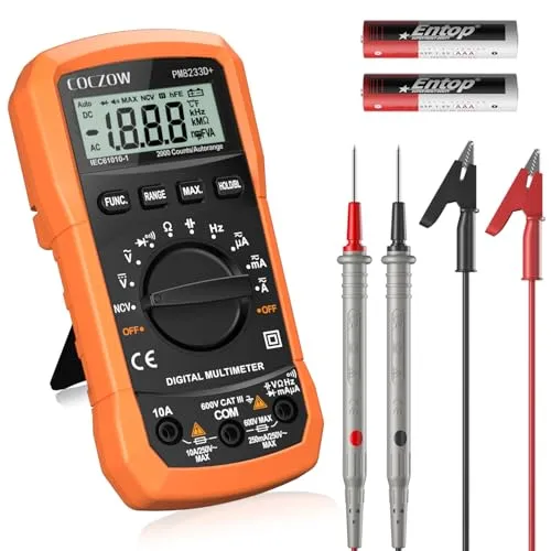 Digital Multimeter mit automatischer Bereichswahl - Multimeter für präzise Messungen von AC/DC Spannung, Strom, Widerstand und mehr. Ideal für Heimwerker und Profis, ausgestattet mit LCD-Display und praktischen Funktionen.