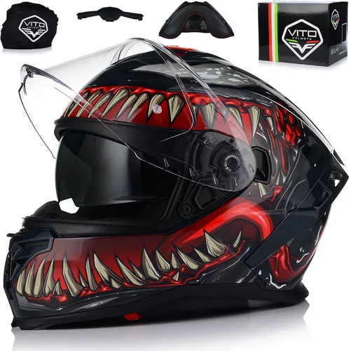 VITO PRESTO Integralhelm mit Sonnenblende | Vollvisierhelm ECE 22.06 | Größe S (55-56 cm) - Hochwertiger Motorradhelm mit integrierter Sonnenblende und atmungsaktivem Innenfutter. Ideal für den täglichen Einsatz und kompatibel mit Gegensprechanlagen. Sicher und komfortabel für jeden Fahrstil.