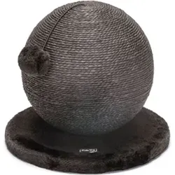 Karlie Kratzkugel Kratzball Bolly schwarz - Kratzbrett für Katzen mit stabiler Papierseil-Kratzfläche, weichem Plüschfuß und luxuriösem Design – ideal für Spiel und Krallenpflege.