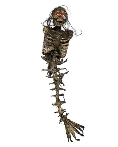 Horror-Shop Dekoobjekt Vermoderte Wassernixe als Meerjungfrau Skelett 85 cm - Einzigartiges Dekoobjekt für gruselige Atmosphäre, ideal für Halloween oder thematische Partys. Aus robustem Kunststoff in ansprechenden Farben gefertigt.