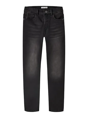 NAME IT Herren Nkmtheo Dnmclas Pant Noos Jeans - Black Denim, 140 EU - Jungen-Jeanshosen mit verstellbarem elastischen Taillenbund und extra slim fit, ideal für höchsten Tragekomfort und modernen Look.