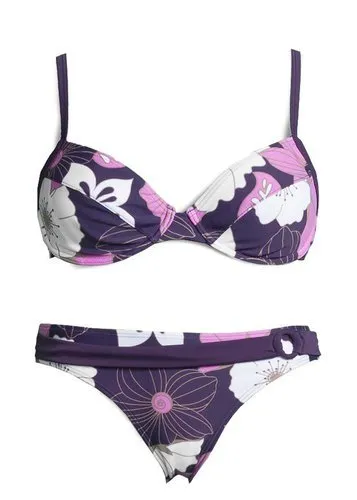 Lascana Damen Bügel-Bikini - Bikini-Set für Damen im floralen Design mit Vordermieder und trendigem Ziergürtel, verstellbare Träger für optimalen Sitz und Komfort.
