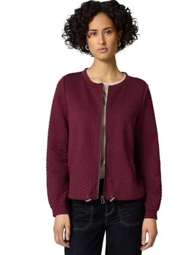 Cardigan STREET ONE Damen, truffle rot, Gr. 34 - Sportlicher Cardigan von STREET ONE für Damen aus pflegeleichtem Material mit Strukturmuster. Funktionale Details wie Reißverschluss und Taschen bieten Komfort im Alltag.