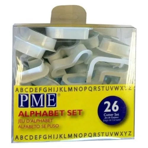 PME AN300 Jem Alphabet-Ausstecher zum dekorieren von Zuckerarbeiten und Kuchen, Sortiment, Kunststoff, Ivory, 5 x 1.3 x 5 cm, 26-teilig