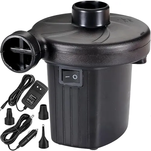 Retoo Elektrische Luftpumpe für Luftmatratze – 2 in 1 mit 3 Düsen - Praktische elektrische Pumpe fürs Camping mit 3 Aufsätzen für verschiedene Größen. Ideal zum schnellen Aufblasen und Entleeren von Luftmatratzen und Spielzeugen. Kompakt und leicht, perfekt für unterwegs.