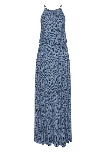 LASCANA Maxikleid mit Alloverdruck - Luftiges Sommerkleid in Trendfarbe Blau, ideal für den Strand, mit gerafftem Ausschnitt und Gummizug für perfekten Sitz.