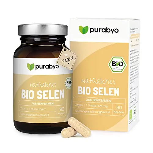 Bio Selen Kapseln aus Senfsamen | Hochdosiert und Organisch - Selenpräparate, 100µg pro Kapsel, vegan und nachhaltig in Braunglas abgefüllt – für optimale Dosierung und weniger Plastikmüll.