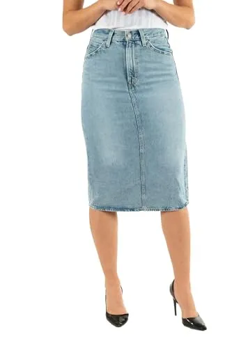 Levi's Hr Back Slit Skirt Riveting Clean Hem - Stylischer Vintage-Jeansrock im Slim Fit mit Schlitz hinten. Das Original Levi's Design sorgt für einen zeitlosen Look und bequemen Tragekomfort. Ideal für lässige und elegante Outfits.