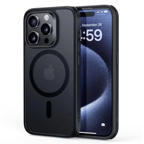 ESR für iPhone 15 Pro Hülle, kompatibel mit MagSafe, Militärnorm Schutz, vergilbungsbeständig, Kratzfeste Rückseite, magnetisches HandyHülle Case für iPhone 15 Pro, Classic Series, Mattschwarz