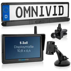 omniVID Solar6 Premium Solar Rückfahrkamera-System - kabellos mit 5 Zoll Monitor, schnelle Installation ohne Bohren, IP67 wasserdicht und solarbetrieben