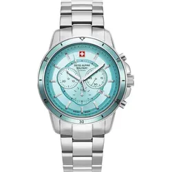 Swiss Alpine Military Douglas Chrono SAM7089.9131 Herrenuhr - Chronograph mit Schweizer Quarzwerk, 10 ATM wasserdicht und stilvollem Edelstahlgehäuse in Silber und Tiffany-Blau – ideal für Business und Freizeit.