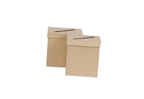 décopatch Papierdekoration Set mit 2 quadratischen Urnen - Partydekoration aus braunem Pappmaché, ideal zum individuellen Gestalten mit Décopatch-Papier oder Acrylfarbe für kreative Dekoideen.