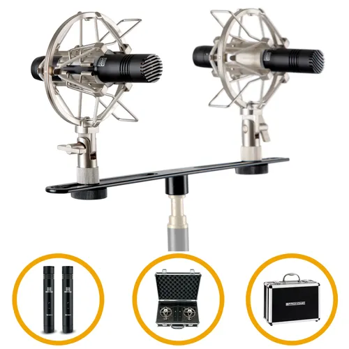 Pronomic SCM-1 Stereo Komplettset im Koffer - 10-teiliges Mikrofonset mit Nierencharakteristik für detailreiche Instrumentenabnahme, inklusive Mikrofonspinnen und Stereoschiene für optimale Platzierung und Geräuschisolierung.