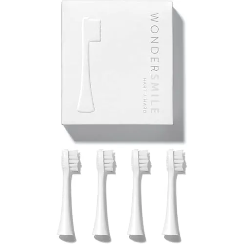 Wondersmile Ersatzbürsten Schallzahnbürste (Hard, All White, 4er Pack) - Bürstenköpfe für Wondersmile Schallzahnbürste