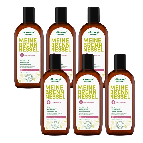 alkmene 6x Brennnessel Haarwasser mit Provitamin B5 - Beruhigendes Haartonikum für empfindliche Kopfhaut - Haarwässer mit biologischem Brennnessel-Extrakt und Provitamin B5, reduziert Jucken und stärkt die Kopfhaut für gesundes Haar.