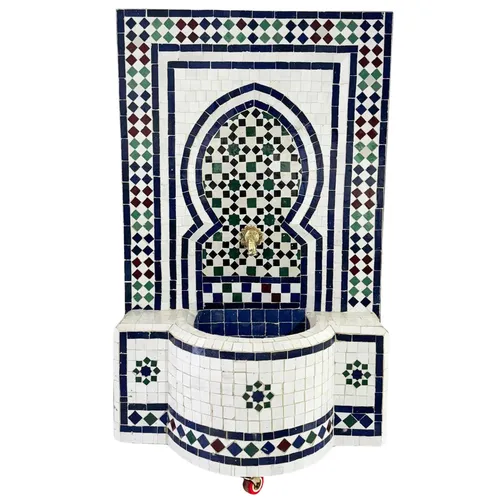 Marrakesch Orient & Mediterran Interior Zimmerbrunnen 108cm - Handgefertigter Mosaikbrunnen, 108cm hoch, bringt maurische Eleganz in Ihr Zuhause. Ideal für Garten und Innenräume, inkl. Pumpe und Messinghahn für entspannendes Plätschern.