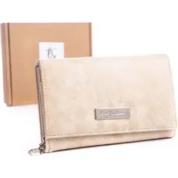 Jennifer Jones Mittelgroßes Damen Portemonnaie Portmonee Geldbörse Kunstleder Beige - Beige