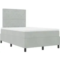 vidaXL Boxspringbett mit Matratze Hellgrau 120 x 200 cm - Moderne Betten für stilvollen Schlaf, inkl. stabiler Matratze und Lattenrost. Das elegante Samt-Headboard sorgt für Komfort und einladendes Ambiente.