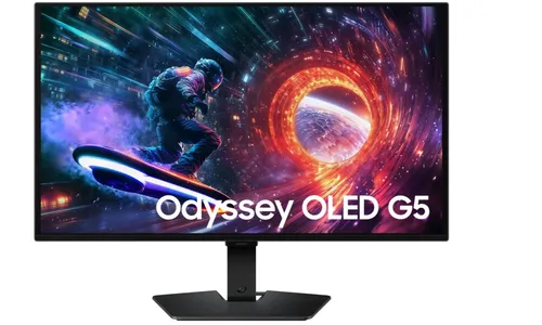 Samsung Odyssey OLED G5 27" Monitor - 27" QD-OLED Gaming-Monitor mit 2560 × 1440 Auflösung, 180 Hz und G-Sync-Kompatibilität. Ideal für ein flüssiges Spielerlebnis mit beeindruckenden Farben und schneller Reaktionszeit.
