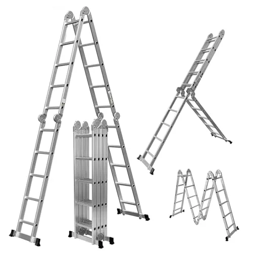 𝐂𝐑𝐀𝐅𝐓𝐅𝐔𝐋𝐋 Aluminium Mehrzweckleiter CF-104A – 6in1 Multifunktionsleiter mit 20 Sprossen - Mehrzweckleitern mit 3 Jahren Garantie, rutschfesten Sprossen und bis zu 150 kg Tragkraft – ideal für sicheres Arbeiten in verschiedenen Höhen und Positionen.