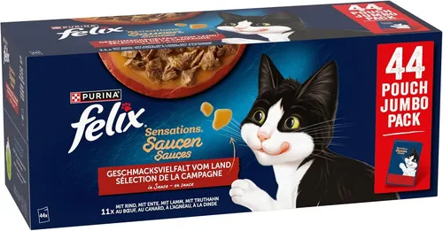 Felix Sensations Saucen Katzenfutter Nassfutter Mix 44er Pack 44 x 85g Sorten