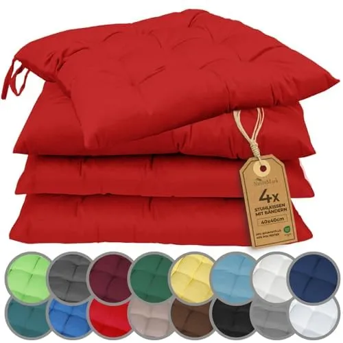 NatureMark Sitzkissen 40 x 40 cm - Stuhlkissen in Rot, schadstoffgeprüft und vielseitig einsetzbar für drinnen und draußen, waschbar und bequem.