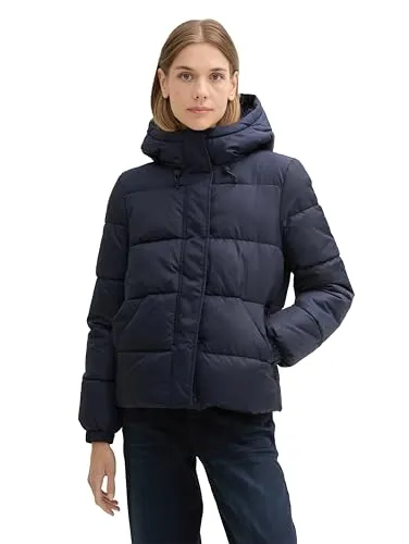 TOM TAILOR Denim Damen Puffer Winterjacke mit Kapuze, 10668 - Sky Captain Blue, S
