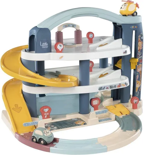 Smoby Parkhaus Little - 3-Etagen Spielspaß für Kinder ab 18 Monaten, inkl. Mini-Flitzer, Aufzug und Geheimfach