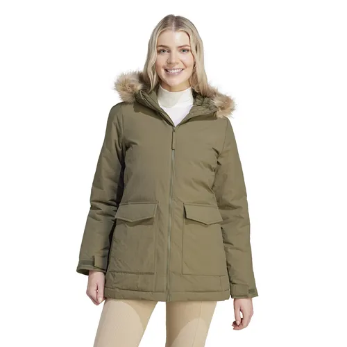 adidas Performance Wintermantel Hooded Fur Parka für Damen - Wasserabweisender Parka mit Synthetik-Isolation für angenehme Wärme und abnehmbarem Kunstpelz für vielseitige Styles. Ideal für nasskaltes Wetter, perfekt geschnitten für Komfort.