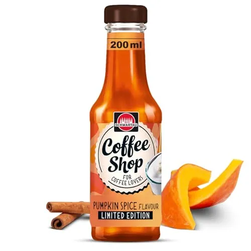 SCHWARTAU Coffee Shop Pumpkin Spice Kaffeesirup, 200 ml - Zucker, Süßstoff - aromatischer Pumpkin Spice Sirup für kreative Kaffeekreationen und Desserts, ganz ohne Farbstoffe.