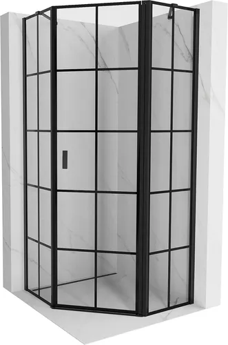 Mexen Mist Duschkabine 100x100 cm, fünfeckig, schwarz - Elegante Dampfduschkabine mit gehärtetem Glas und praktischem Pivot-Öffnungsmechanismus. Ideal für moderne Badezimmer, einfach zu reinigen und schnell montiert.