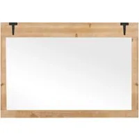 Costway Wandspiegel mit Holzrahmen 97 x 67 cm - Eleganter Wandspiegel mit natürlichem Holzrahmen für eine warme Atmosphäre. Ideal für Schminken und Kämmen, vielseitig montierbar und perfekt zur Wanddekoration.