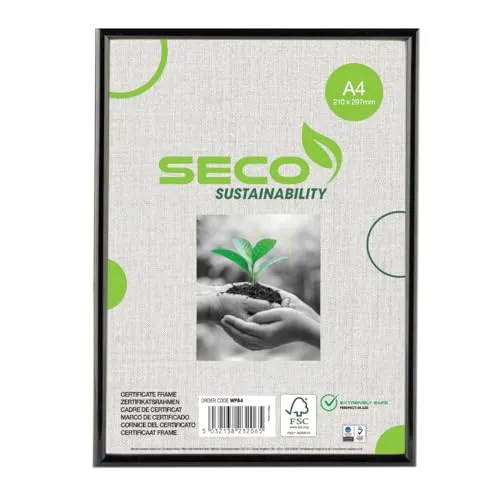 Stewart Superior Seco A4-Holz-Urkundenrahmen mit Perspex-Sicherheitsglas - schwarz