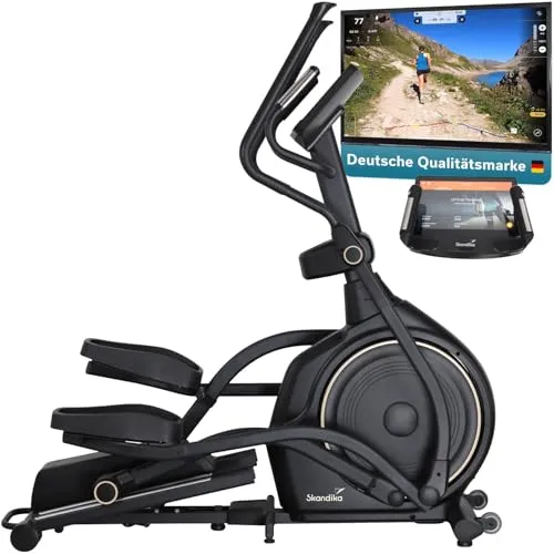Skandika Crosstrainer Carbon P30-S Touchscreen - Crosstrainer mit 30 kg Front-Schwungrad und elektrisch verstellbarer Steigung für gelenkschonende Workouts. Integrierte Fitness-Apps und elegantes Design machen das Training unterhaltsam und effektiv.