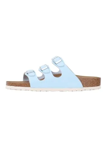 Birkenstock Florida Birko-Flor Nubuk Damen Sandale blau 40 EU - Bequeme Damen Sandale mit Riemchen und Schnallen für den Casual-Look. Das vorgeformte Fußbett aus Leder sorgt für optimalen Tragekomfort. Ideal für warme Sommertage!